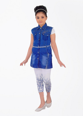 Hey Baby Girls Party(Festive) T-shirt, Blue