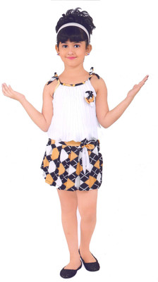 

Hey Baby Girls Party(Festive) Top Skirt(White