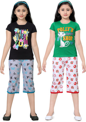 

Sini Mini Girls Casual Top Capri(Multicolor, Combo color