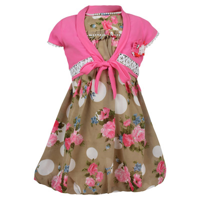 

Flower Child Girls Casual Dress Shrug(Brown), Fawn