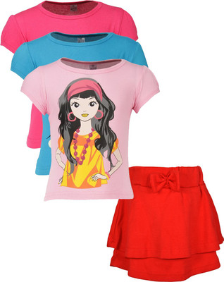 

Gkidz Girls Casual T-shirt Skirt(Multicolor