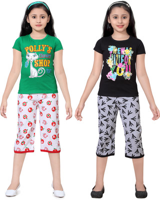 

Sini Mini Girls Casual Top Capri(Multicolor, Combo color