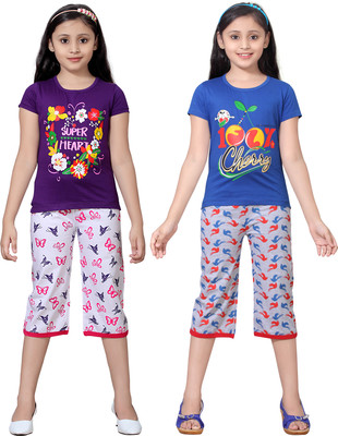

Sini Mini Girls Casual Top Capri(Multicolor, Combo color