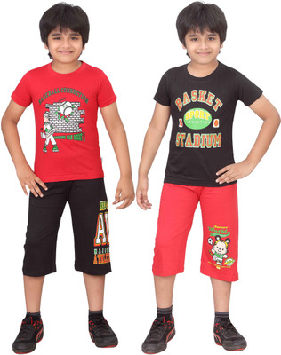 

Dongli Kids Nightwear Boys Printed Cotton(Multicolor, Black & red & red & black