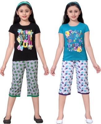 

Sini Mini Girls Casual Top Capri(Multicolor, Combo color