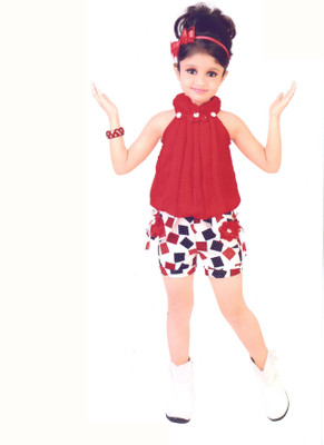 

Hey Baby Girls Casual Top Pant(Red