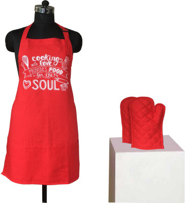

Lushomes Cotton Home Use Apron - Free Size(Red, Pack of 3)