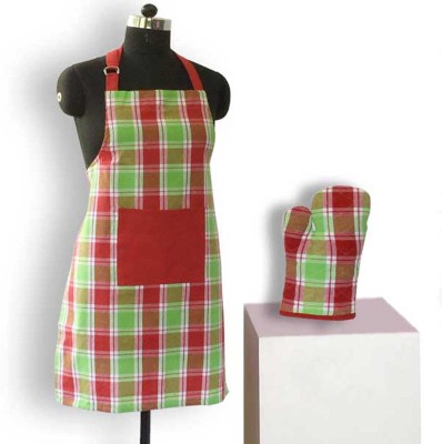 Lushomes Cotton Home Use Apron - Free Size(Green, Red, Single Piece)