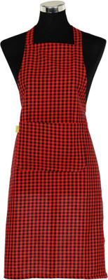 

Florina Cotton Home Use Apron - Free Size(Red, Black, Single Piece), Black;red
