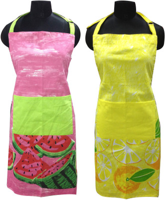 Home Colors Cotton Home Use Apron - Free Size(Multicolor, Pack of 2) at flipkart