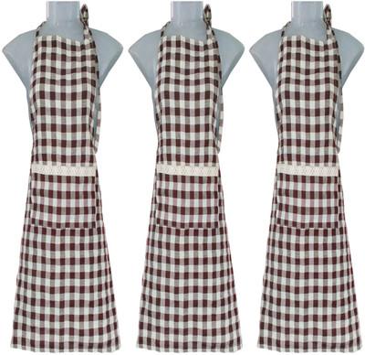 VKE Product Blended Home Use Apron - Large(Brown, Grey, Pack of 3)