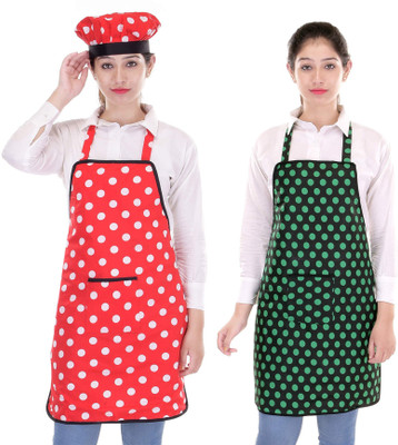 

SwitchOn Cotton Home Use Apron - Free Size(Red, Black, Pack of 2), Black;red