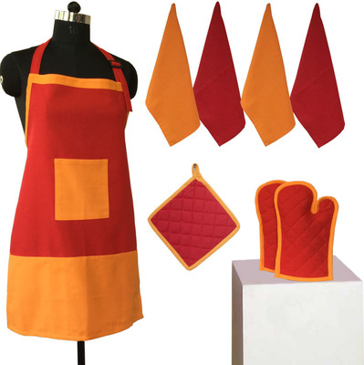 

Lushomes Cotton Chef's Apron - Free Size(Multicolor, Pack of 8)