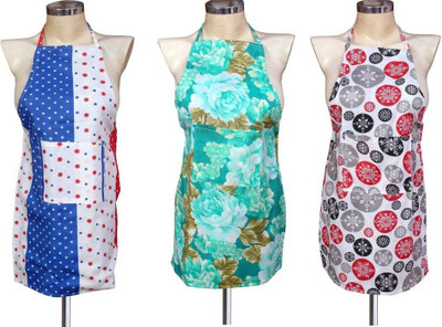 

Shreejee Cotton Home Use Apron - Free Size(Multicolor, Pack of 3)