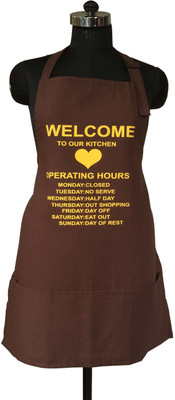 Lushomes Cotton Home Use Apron - Free Size(Brown, Single Piece)