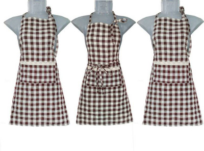 

Shreejee Cotton Home Use Apron - Free Size(Multicolor, Pack of 3)