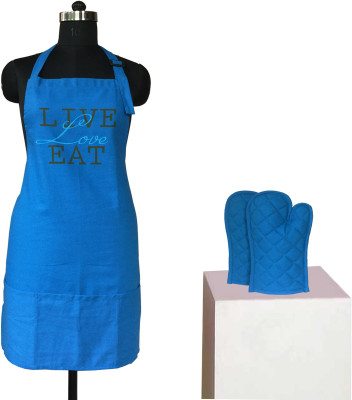 

Lushomes Cotton Home Use Apron - Free Size(Blue, Pack of 3)
