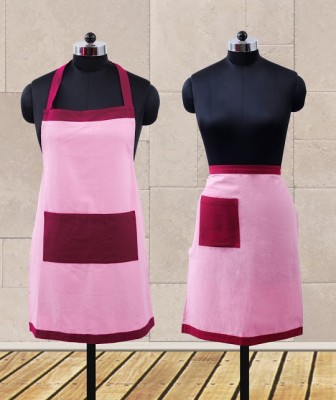 Dekor World Cotton Chef's Apron - Free Size(Maroon, Pink, Pack of 2)