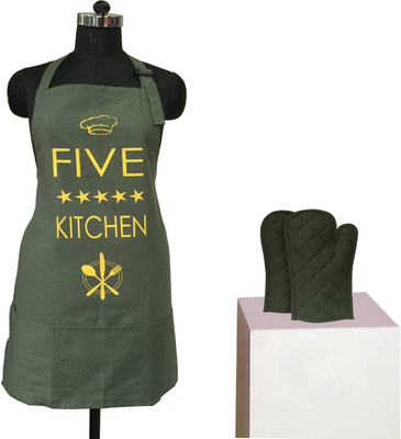 

Lushomes Cotton Home Use Apron - Free Size(Green, Pack of 3)