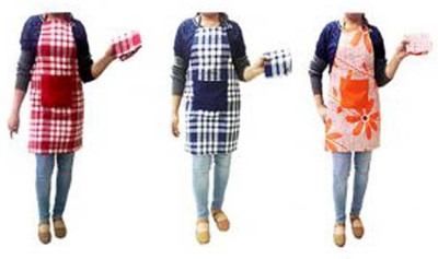 

Shreejee Cotton Home Use Apron - Free Size(Multicolor, Pack of 3)
