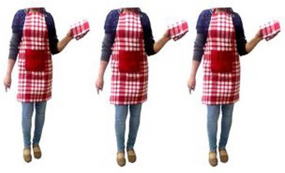

Shreejee Cotton Home Use Apron - Free Size(Multicolor, Pack of 3)