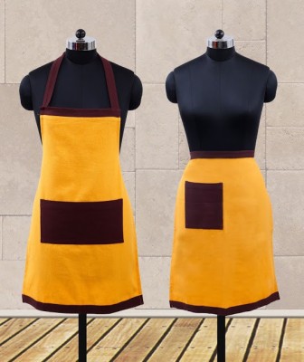 Dekor World Cotton Chef's Apron - Free Size(Maroon, Yellow, Pack of 2)