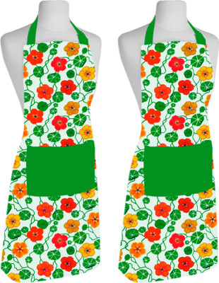 AIRWILL Cotton Home Use Apron - Free Size(Multicolor, Red, Green, Pack of 2)