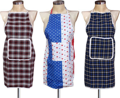 

Shreejee Cotton Home Use Apron - Free Size(Multicolor, Pack of 3)