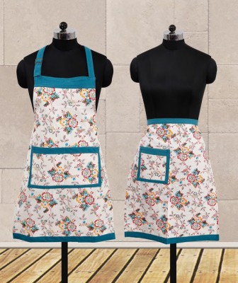 Dekor World Cotton Chef's Apron - Free Size(Blue, Pack of 2)