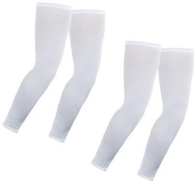 Motoway Cotton Arm Sleeve For Men & Women(L, White)