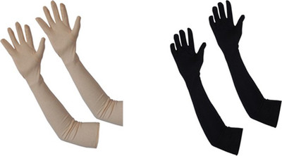 

AMKEI Cotton Arm Sleeve For Women(M, Black, Beige), Beige;black