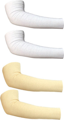 

Golddust Cotton Arm Sleeve For Men & Women(L, White, Beige), Beige;white