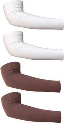 

Golddust Cotton Arm Sleeve For Men & Women(Free, White, Brown), Brown;white