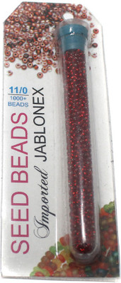 

Jaunty Beadsnfashion Imported Jablonex Seed Beads Silver Line Red