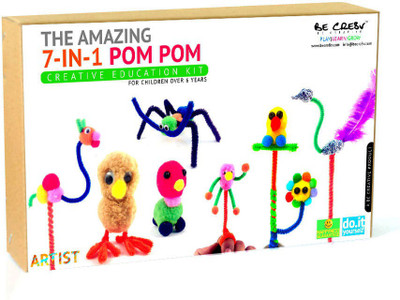 

Be Cre8v 7-in-1 Pom Pom Characters DIY Art Kit