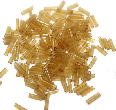 Jaunty Beadsnfashion Seed Bugles Beads Amber (100 Gm)