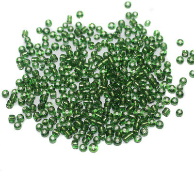 

Jaunty Beadsnfashion Silver Line Seed Beads Green (100 Gm)