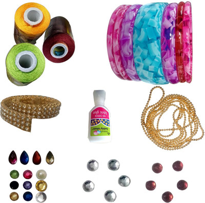

RKB Jewellery making bangle-2.8 mini kit with yellow,parrot and green silk thread