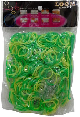 

Shatchi 2 Tone Green & Yellow 600 Loom Band Refill Kit Kids Arts Crafts Toys With S Clips & Hook, Birthday, Anniversary, Festival