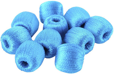 

AM Super shiny silk thread Sky Blue wrapped wooden beads for jewellery making- pack of 20