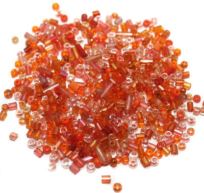 

Jaunty Beadsnfashion Seed Bugles Beads Orange Assorted (100 Gm)