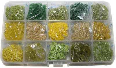 Jaunty Beadsnfashion Jewellery Making Seed Beads Combination Of Green & Yellow DIY Kit (15 Colors) Flipkart