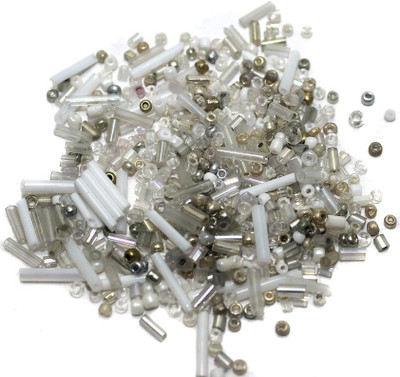 

Jaunty Beadsnfashion Seed Bugles Beads White Assorted (100 Gm)