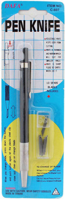 

Tootpado Pen Knife With a Safety Cap and 10 Extra Blades - 1l740 - For Arts and Craft Adjustable Knife, Paper Cutting , Carving Puposes
