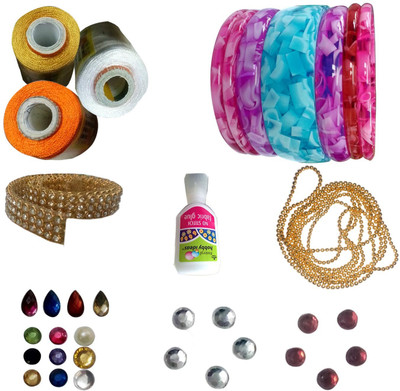 

RKB Jewellery making bangle-2.6 mini kit with orange,gold,white,silk thread