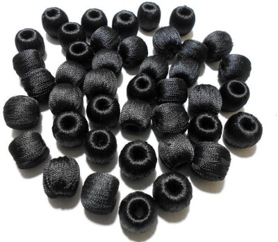 

AM Super shiny silk thread Black wrapped wooden beads for jewellery making- pack of 20