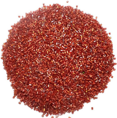 

Jaunty Beadsnfashion Silver Line Seed Bugles Beads Red (100 Gm)