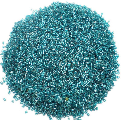 

Jaunty Beadsnfashion Silver Line Seed Bugles Beads Turquoise (100 Gm)