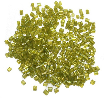 Jaunty Beadsnfashion 2 Cut Seed Bugles Beads Trans Olive Green (100 Gm)