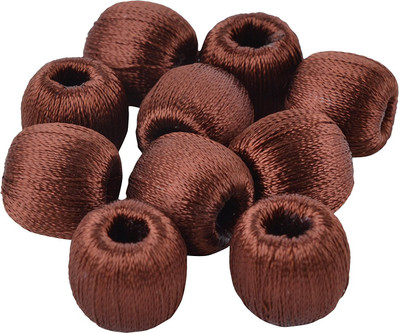 

AM Super shiny silk thread Brown wrapped wooden beads for jewellery making- pack of 20